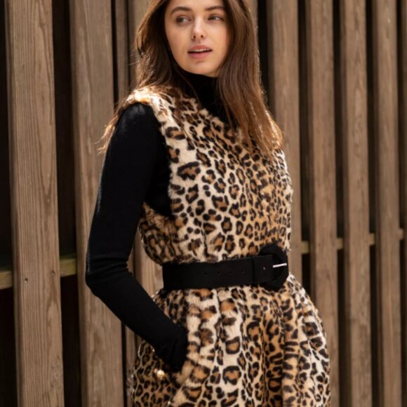 INC Leopard-Print Faux-Fur Duster - Picture 2 of 4